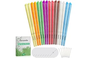 Hopi Ear Candles,Aucenix Pure Ear Candles Kit for Ear Blocked, Non-Toxic Cylinders Fragrance Hollow Cone Beeswax Candle Cones with 8 Protective Disks Tray+8 Cotton Swab