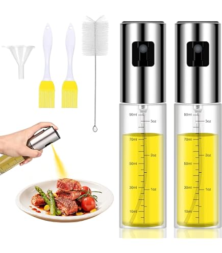 Spray Huile Cuisine YongHang 100ml Spray Huile D'olive De Cuisson Avec Tuyau Sans Brosse Et Entonnoir Pour Cuisson Friteuse à Air Chaud Accessoires De Barbecue (2PCS Vaporisateur Huile