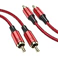 MOSWAG RCA Stereo Cable,2-Male to 2-Male RCA Audio Stereo Cable 10Ft/3M,RCA Cord Auxiliary Audio Cord Nylon Braided for Home Theater, HDTV, Amplifiers, Hi-Fi Systems, Car Audio, Speakers