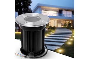 YindaLux Spot Encastrable Exterieur au sol pour GU10 203V, IP67 Étanche Spot LED Encastrable Exterieur pour terrasse, jardin, trottoir, terrasse, allée, pelouse, Rond, Noir(sans ampoule)
