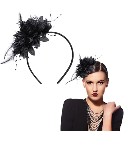 BEIMEIII 2 stuks mini-hoed carnaval fascinator haarband mini-cilinder fascinator rood zwart haarband met veer sluier mesh voor kostuum carnaval themafeest