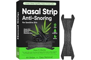 AOOEOU Nasal Strips, 60Pcs Extra Strength Nose Strips for Breathing, Breathable Bamboo Charcoal Fiber Snore Strips Stop Snoring and Relieve Nasal Congestion