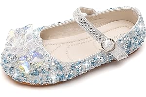 YOSICIL Infantil Zapatos Frozen Elsa Antideslizante con Velcro Disfraz Elsa Frozen de Princesa Zapatillas de Baile con Tacón Plano para Vestir Fiesta Cumpleaños Boda 3-14 Años