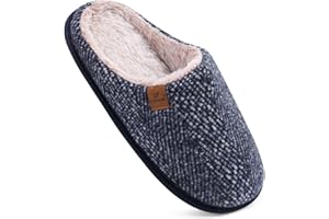 COFACE Zapatillas de Estar en Casa Hombre Tartán Invierno Cálido Forro de Felpa Pantuflas Alta Densidad Espuma de Memoria Zapatos con Antideslizante Suela Tallas 40-49