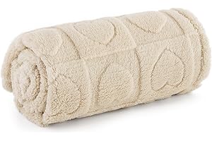 Bedsure Couverture pour Chien et Chat Lavable - 80x60 cm Plaid pour Chien et Chat en Polaire Corail, Douce et Moelleuse, Tapis Chien Lavable, Couverture pour Animaux, Blanc Crème