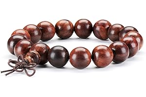 THAJALING 12mm Sandalwood Bead Bracelet Tibetan Meditation Buddhist Prayer Mala Elastic Bracelet