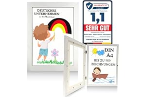 Bada Bing Bilderrahmen A4 für Kinderzeichnungen in weiß - Kunstfotorahmen aufklappbar mit Frontöffnung für bis zu 150 Kinderbilder - Befüllbarer Fotorahmen - Rahmen zum Sammeln von Bildern