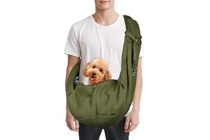 Cooja Puppy Sling Cat Pet Dog Carriers for Small Dogs, Puppy Carrier Dog Papoose Bag Hand Free Walking Outdoor Travel (Army Green)