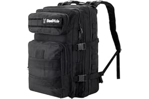SteelMule 38L Mochila Táctica Militar Emergencia 3Días - MOLLE, Mochila Grande, Gran Capacidad, Impermeable - Mochila Senderismo, Deporte al Aire Libre, Caza, Mochila Crossfit con Parches, Gimnasio