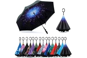 Jooayou Paraguas Invertido de Doble Capa,Paraguas Plegable de Manos Libres Autoportante,Paraguas a Prueba de Viento Anti-UV Para la Lluvia del Coche al Aire Iibre