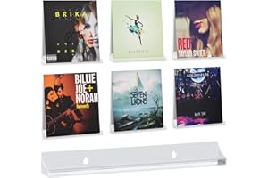 Bruwaa 6 Pack Floating Shelves for Vinyl, 12 inch Clear Acrylic Vinyl Record Holder Storage Shelf Display, Shelf Wall Mount for Book/Photo/Picture in Bedroom, Living Room, Bathroom