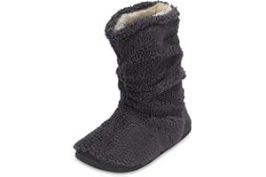 Polar Mens Slipper Sherpa Boots Memory Foam Indoor Bootie with Anti-Slip Rubber Sole Soft, Warm and Fluffy Faux Fur House Slipper Ankle Shoe Boot