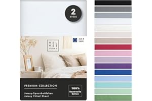 ‎VEL VET HOME VelvetHome Doppelpack Spannbettlaken 120x200cm 100% gekämmte Baumwolle Made in EU Jersey Bettlaken 120x200 bis 25 cm Matratzenhöhe Spannbetttuch 120x200 Premium Qualität Schönen Farben Weiß 120 x 200