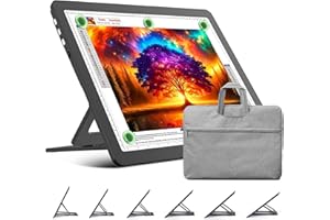 TOHETO A3 Leuchttisch mit Ständer & Tasche für Diamantmalerei, Wiederaufladbares Ultraheller Leuchtkasten zum Zeichnen, Aufladbar Licht Pad zum Nachzeichnen, Kabelloses Lichttafel zum Skizzieren Black