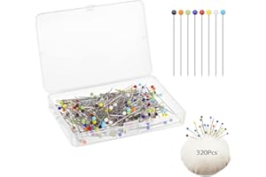 Eupneicu Alfileres De Costura [ 320 Unidades ], 38 Mm Alfileres Coloridos, Pasadores De Cabeza Redonda De Vidrio para Decoración De Manualidades Y Proyectos De Costura [ Colorido ]