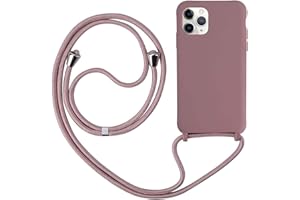 Ququcheng Funda Compatible con iPhone 12/12 Pro(6.1"),Ajustable Collar Correa de Cuello Cordón Cuerda Carcasa TPU Bumper Silicona Skin Caso para iPhone 12/12 Pro(6.1")-Rose Oro