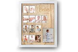 RunFar shop Mein Erstes Jahr Bilderrahmen Baby My First Year Bilderrahmen12 Monate Neugeborenen Meilensteine Bilderrahmen Fotorahmen Erinnerung Geschenkidee von Geburtstag Party (Mit Rahmen)