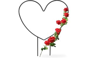 Relaxdays Rankhilfe Herz, Metall, Kletterhilfe für Topf- und Zimmerpflanzen, HBT 32 x 25 x 0,5 cm, Blumenstütze, schwarz