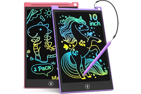 TECJOE Lot de 2 tablettes d'écriture LCD - 25,4 cm - Colorées - pour Enfants de 3 à 6 Ans - Rose et Violet