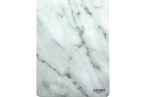 Cook Concept KD3348 - Tagliere rettangolare in vetro temperato effetto marmo bianco e grigio, H0,4 x 30 x 40 cm