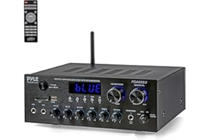 Pyle Home Audio Amplifier, Bluetooth Stereo Receiver, Surround Sound System, Wireless Karaoke Machine with Microphone, Voice Amplifier for Teachers, Singing Machine for Kids & Home Theatre