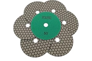 DT-DIATOOL Trockene Diamant Schleifpad 125mm 7 Stücke #50 für Granit Marmor Keramik