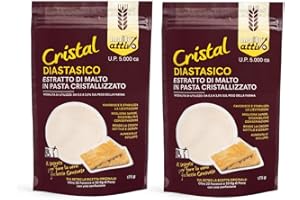 Malto Attivo, Box da 2 Confezioni di Cristal Diastasico 175g, Estratto di Malto Cristallizzato ad Elevato Potere Diastasico, Ideale per Panificazione, 5.000 Unità Pollak, Made in Italy.