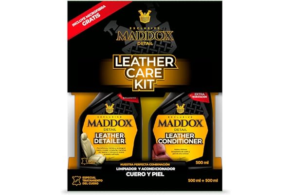 Maddox Detail - Kit d'entretien pour le cuir 500ml | Nettoyant Cuir Voiture et Conditionneur Peau | Inclus une Microfibre | Kit Nettoyage Voiture pour Tapisserie