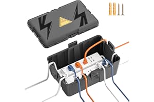 iwillink Large Outdoor Electrical Box (12.6 x 8.6 x 5.1 inch), IP54 Waterproof Extension Cord Cover, Weatherproof with 8 Cable Seal Entry, Power Strip, Timer Outlet Plug, Holiday Light, Black