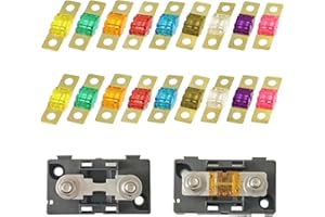 HUNDREDWEAT 18 Pezzi Fusibili Midi, Fusibile Ad Alta Corrente Bolt-on Fusibile,Fusibili Elettronici 32 V 20/30/40/50/60/70/80/100/120 Ampere Fusibili per Auto,per Auto, Camion, Veicoli Edili, Autobus, Caravan