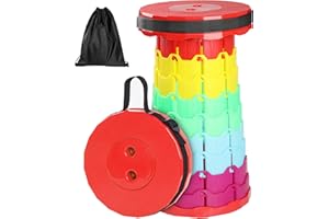 GeeRic Tabouret de Camping Portable, Chaise Pliante rétractable Tabouret de Camping Pliable télescopique Pliable pour la pêche en Plein air randonnée Jardinage BBQ Arc-en-Ciel