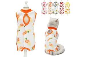 Komate Kitten Professional Surgical Cat Recovery Suit Cat Clothes for Abdominal Wounds Skin Diseases After Surgery E-Collar Alternative Kittens Physiological Clothes Anti Licking (Orange, S)
