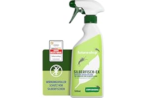FUTURA-SHOP Silberfisch Spray 500 ml | Effektiv Papierfische bekämpfen mit Langzeitwirkung | Silberfischspray als Alternative zur Silberfischfalle & Köderdose | Gegen Silberfische & Papierfisch