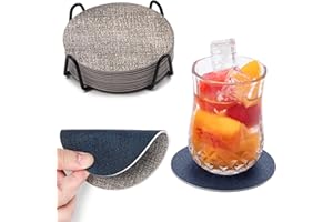 Chitomars Sottobicchieri in Pelle Set di 12, Antiscivolo Impermeabile Sottobicchiere Rotonde Lavabili Bifacciale Sottobicchieri per Caffè, Bar, Ristoranti, Ufficio e Altro (Rotonde, Grigio Blu)