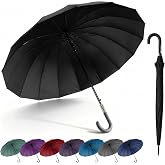 SHANN Classic Large Automatic Long Umbrella Windproof Waterproof Curved Handle Large Elegant for Men and Women