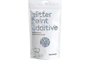 Hemway | Escarcha de pintura Aditivo para emulsión a base de pinturas al agua 100 g (Silver holográfica estrellas y lunas)