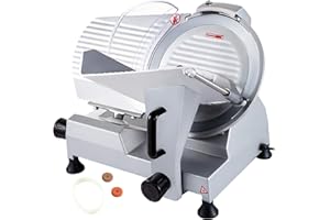 BuoQua JK-300A Allesschneider Elektrisch 12 Zoll 300mm Food Slicer 250W Aufschnittmaschine Meat Slicer Machine Cutting Machine Universalschneider für Fleisch Käse Roastbeef Gemüse, Silber