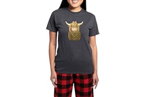 CafePress Happy Highland Cow Pajamas Women's Novelty Deluxe Pyjama Set, Comfortable PJ Sleepwear