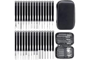 Xmart 30 Stück mit Werkzeugtasche Auspinnwerkzeug Kfz Set Schwarz und Jederzeit zu Verwenden Auspinwerkzeug zum Entfernen von Kabelbaum-Klemmenstiften Entriegelungswerkzeug