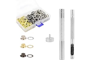 GODTKOWTY Grommet Kit Tool - 150 Pcs Grommets Eyelets Set, Eyelet Punch Kit with Metal Washers, Durable Carbon Steel Setting Tool for Tarpaulin, Leather, Fabric, and Curtain Crafting