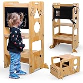 Olvy Montessori Learning Tower Children's Step | 1 pc | 3in1 Folding Model | Sink and Desk | Folding Structure | Wooden Lift