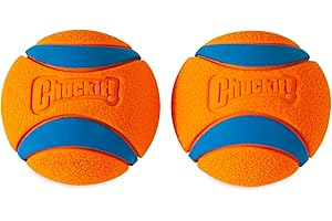 ChuckIt! Ultra Ball Dog Toy Ball Durable Rubber Dog Ball High Bounce Floating Chuck It Launcher Compatible Toy Balls For Dogs, 2 Pack, Large