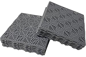 Arterra Living Garden Plastic Tiles – Anti Slip Interlocking Decking Tiles –Durable Weatherproof Floor Tiles, Path Walkway Lawn Tiles, Decorate Garden Vegetable Plot Terrace,30cmx30cm (30, Grey)
