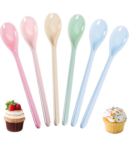 Eierlöffel 10 Stück Kunststoff - Bunte Lange Löffel Für Dessert & Eis