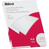 Ibico 627318 Laminating Wallets A4 250 Micron Gloss 100 | Glossy or matte finish, rounded corners and protection from dirt, s