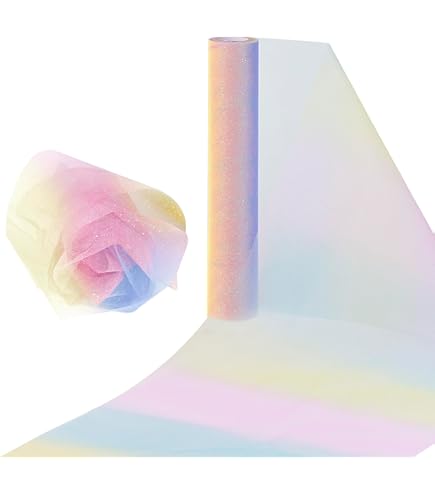 Roze tule stof kleurrijke sterrenpatroon kantstof voor feestjurk, tutujurk of bruiloftsdecoratie - België