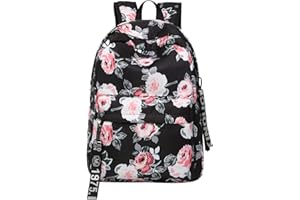 ODOKEI Sac a Dos Scolaire College Lycee Fleuri Fille Ado Sac à Dos Collège École Lycée Cartable Sac a Dos Ecole Ados Daypack Sacs Scolaires Grand Sac à Dos Femme Portable Ordinateur Ville Voyage Loisir