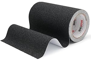 WELSTIK Bande adhésive antidérapante avec autocollant - 200 mm x 5 m - Pour marches d'escalier - Haute traction - Pour l'intérieur et l'extérieur - Imperméable - Noir