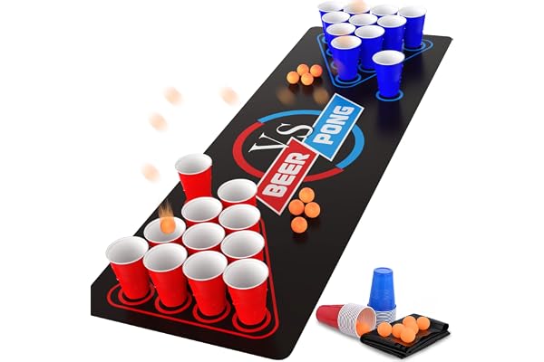 Cieex Jeux à Boire, Beer Pong Kit Pack Complet Beer Pong Jeu de Boisson Amusant pour Adultes pour Festivals de Fête Tournois BBQ