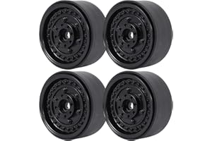 NONDK 4 PièCes SéRies MéTal 1.9 Pouces Beadlock Moyeu de Jante de Roue pour 1/10 Rc Chenille Voiture Axiale Scx10 90046 Trx4 D90, Noir